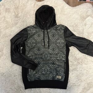 Entree Misunderstood Faux Leather Sleeve Graphic Hoodie Sweatshirt